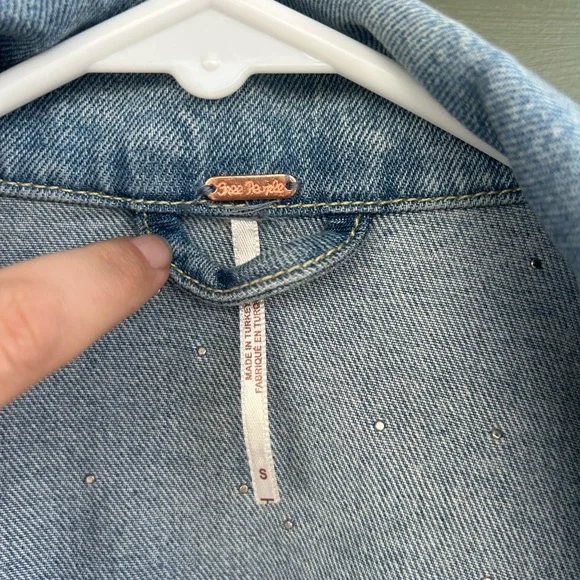 Free people - oversized Sunday funday pearl denim jacket - Picture 6 of 8